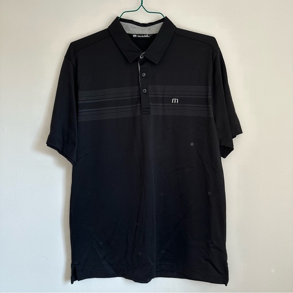 Travis Mathew Black & Striped Golf Polo Size Large - Picture 1 of 10